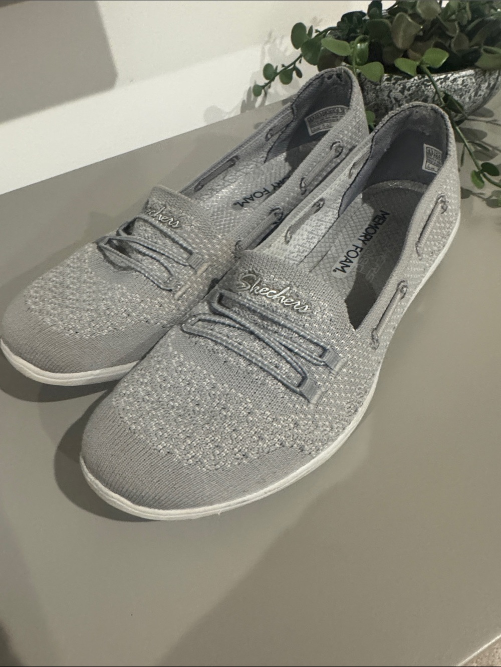 Skechers Light Gray Slip-On Knit Memory Foam Sneaker